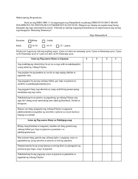 halimbawa ng survey questionnaire tungkol sa social media|33 Social Media Survey Questionnaires .